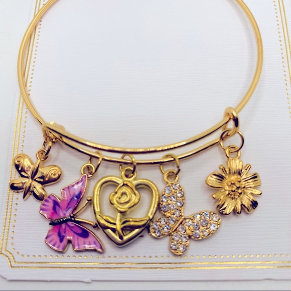 Bracelet Butterfly Crystal in gold tone! PRETTY - Picture 9 of 12